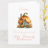 Happy thanksgiving lpumpkin house white karte (Gelbe Blume)