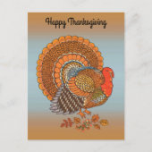  Happy Thanksgiving Male Turkey Fanned Tail Orange Postkarte (Vorderseite)