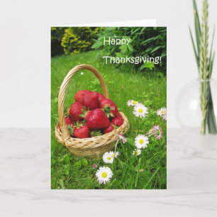 Happy Thanksgiving mit Erdbeeren Card Feiertagskarte