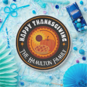 Happy Thanksgiving mit Familienname (bearbeitbar) Pappteller (Party)