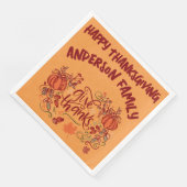 Happy Thanksgiving Mit Monogramm Name | Serviette (Ecke)