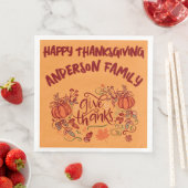Happy Thanksgiving Mit Monogramm Name | Serviette (Beispiel)