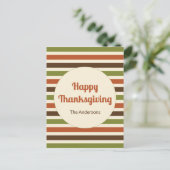 Happy Thanksgiving mit Namen Herbst Farben Streife Postkarte (Stehend Vorderseite)