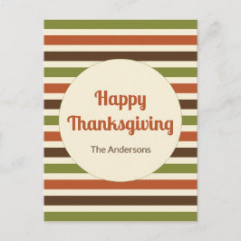 Happy Thanksgiving mit Namen Herbst Farben Streife Postkarte