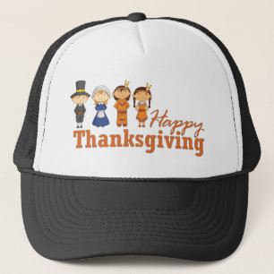 Happy Thanksgiving mit Pilgrim Native American Truckerkappe