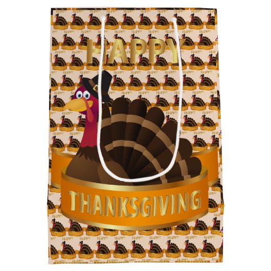 Happy Thanksgiving Mittlere Geschenktüte (Rückseite)