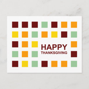 Happy Thanksgiving Mod Squares Postkarte