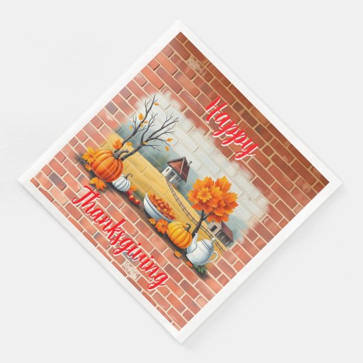Happy Thanksgiving Modern Beautiful Fall Serviette (Ecke)