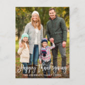 Happy Thanksgiving Modern Brush Script Foto Postkarte (Vorderseite)