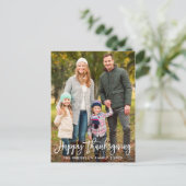 Happy Thanksgiving Modern Brush Script Foto Postkarte (Stehend Vorderseite)