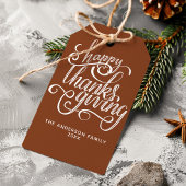 Happy Thanksgiving Modern Script Harvest Brown Geschenkanhänger