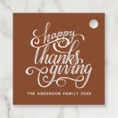 Happy Thanksgiving Modern Script Harvest Brown Geschenkanhänger (Rückseite)