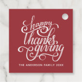 Happy Thanksgiving Modern Script Harvest Burgundy Geschenkanhänger (Rückseite)