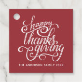 Happy Thanksgiving Modern Script Harvest Burgundy Geschenkanhänger (Vorderseite)