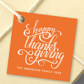 Happy Thanksgiving Modern Script Harvest Orange Geschenkanhänger