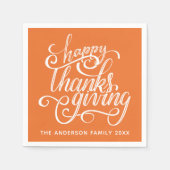 Happy Thanksgiving Modern Script Harvest Orange Serviette (Vorderseite)