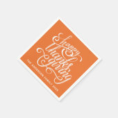 Happy Thanksgiving Modern Script Harvest Orange Serviette (Ecke)