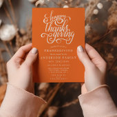 Happy Thanksgiving Modern Script Orange Dinner Einladung