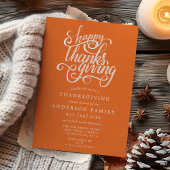 Happy Thanksgiving Modern Script Orange Dinner Einladung