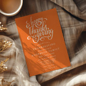 Happy Thanksgiving Modern Script Orange Dinner Einladung