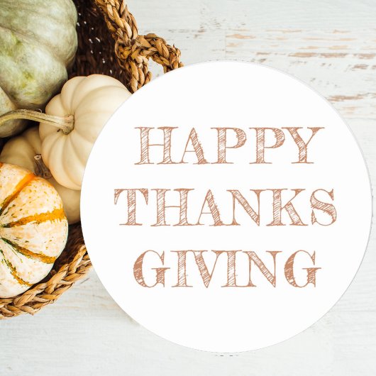 Happy Thanksgiving Modern Simple Burnt Orange Runder Aufkleber