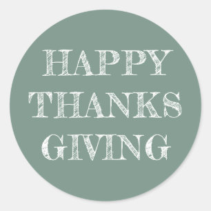 Happy Thanksgiving Modern Simple Dusty Green Runder Aufkleber