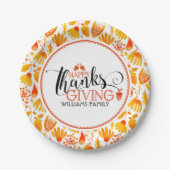 Happy Thanksgiving moderne Typografie-Design Pappteller (Vorderseite)