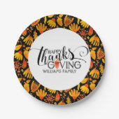 Happy Thanksgiving Moderne Typografie Pappteller (Vorderseite)