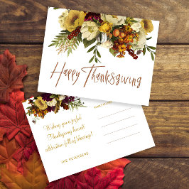 Happy Thanksgiving Moderner Herbst Blumen Erntedan Feiertagspostkarte