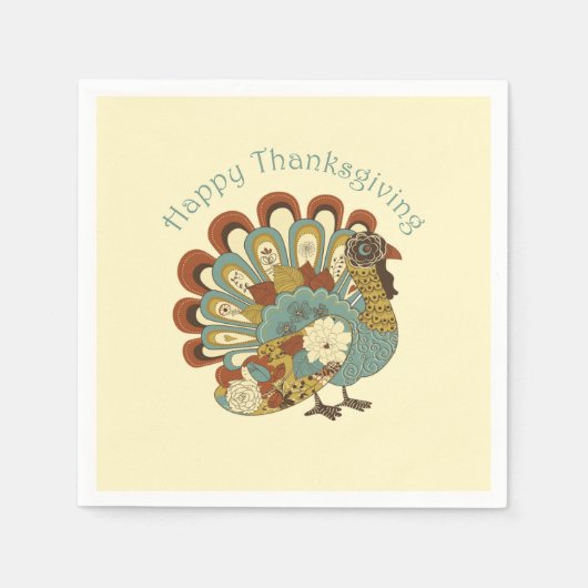Happy Thanksgiving Moderner Mute Fall Türkei Serviette (Vorderseite)