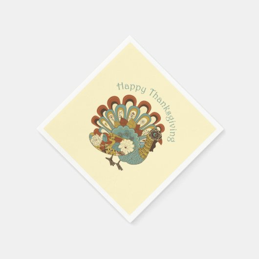 Happy Thanksgiving Moderner Mute Fall Türkei Serviette (Ecke)