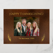 Happy Thanksgiving Modernes Foto Folien Feiertagspostkarte (Vorderseite)