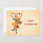 Happy Thanksgiving Moose Squirrel Colorful Postkarte (Vorne/Hinten)
