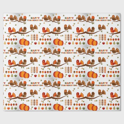 Happy Thanksgiving Muster Geschenkpapier (Flach)