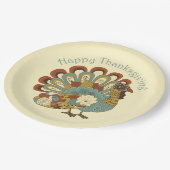 Happy Thanksgiving Mute Farbe Türkei Papier Platte Pappteller (Schrägansicht)