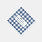 Happy Thanksgiving Name Blue White Gingham Karo Serviette (Ecke)