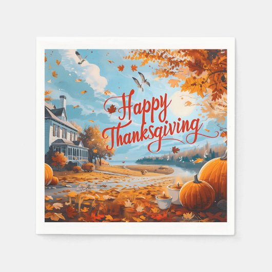 Happy Thanksgiving Napkins Serviette (Vorderseite)