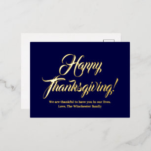 Happy Thanksgiving navvy blaue benutzerdefinierte  Folien Feiertagspostkarte