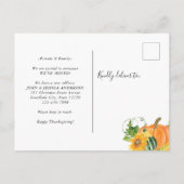 Happy Thanksgiving New Zuhause Pumpkin Holiday Mov Ankündigungspostkarte (Rückseite)