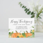 Happy Thanksgiving New Zuhause Pumpkin Holiday Mov Ankündigungspostkarte (Stehend Vorderseite)