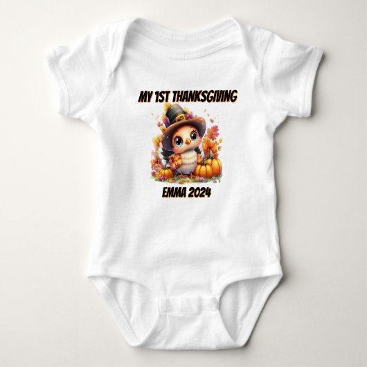Happy Thanksgiving Niedlich Baby Türkei Baby Strampler (Vorderseite)