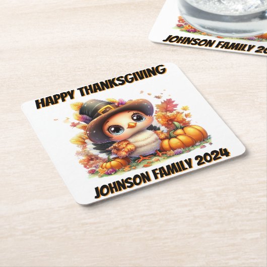 Happy Thanksgiving Niedlich Baby Türkei Rechteckiger Pappuntersetzer (angewinkelt)