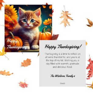 Happy Thanksgiving Niedlich Ginger Kitten Pumpkin Feiertagskarte