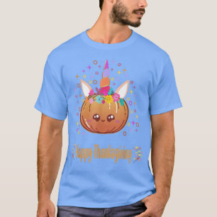 Happy Thanksgiving Niedlich Girl Unicorn Pumpkin20 T-Shirt