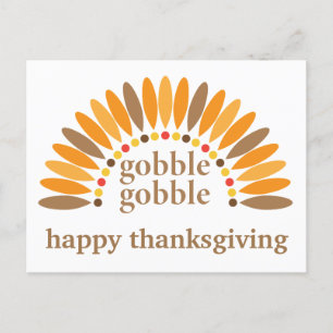 Happy Thanksgiving Niedlich Gobble Türkei Feathers Postkarte