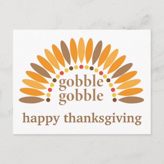 Happy Thanksgiving Niedlich Gobble Türkei Feathers Postkarte (Vorderseite)