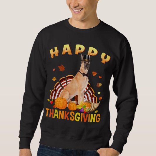 Happy Thanksgiving Niedlich Great Dane Türkei Pilg Sweatshirt (Vorderseite)