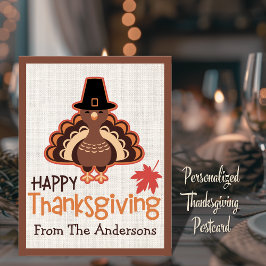 Happy Thanksgiving Niedlich Pilgrim Türkei Custom Feiertagspostkarte