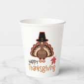 Happy Thanksgiving Niedlich Pilgrim Türkei Pappbecher (Rückseite)