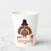 Happy Thanksgiving Niedlich Pilgrim Türkei Pappbecher (Vorderseite)